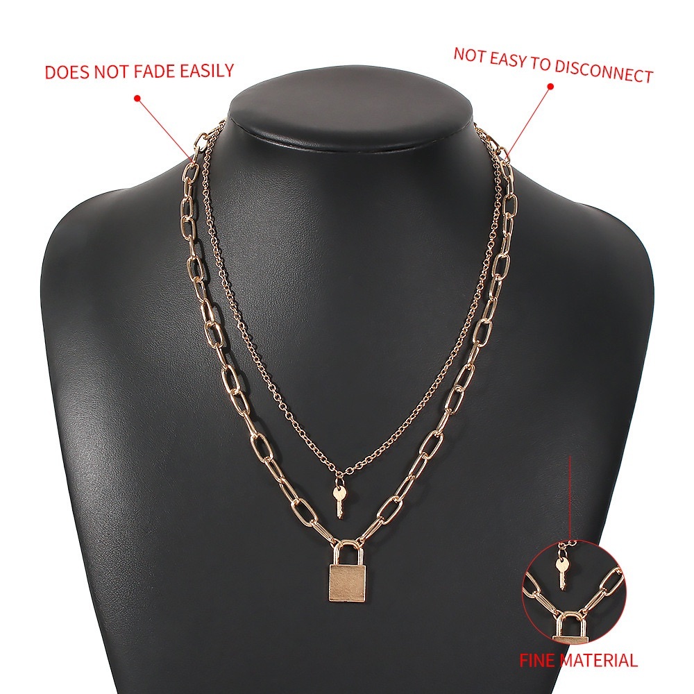 Last 1❗️NWT Lock & Key Layered Necklace Link Chain - Picture 4 of 4